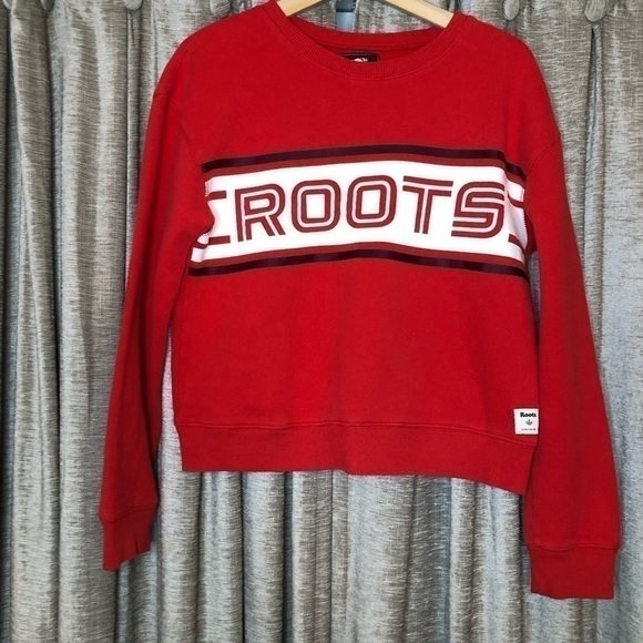 Roots Logo Red Crew Neck Sweatshirt - Picture 2 of 7